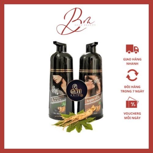 Dầu gội nhuộm tóc đen nâu Sin Hair - dầu gội phủ bạc nhân sâm màu tự nhiên 500ml số 1 Nhật Bản