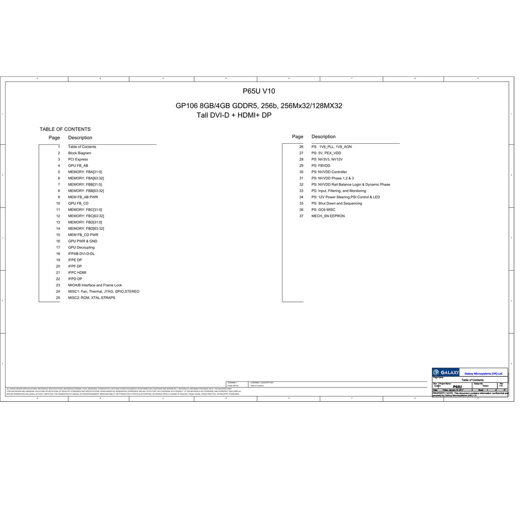 Sơ đồ mạch và Boardview card GALAX GALAXY GeForce GTX 1060 P65U Rev V10