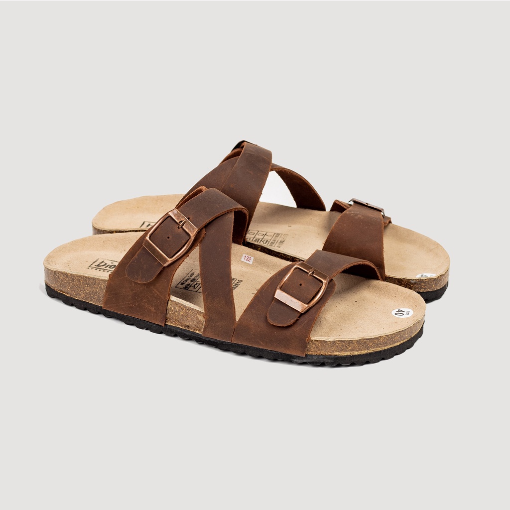Dép_Sandal Đế trấu, Dép Da Bò Thật nguyên tấm Mã D25