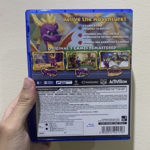 Máy Chơi Game Ps4 Spyro Reignited Trilogy Region 3 Asia Playstation Remastered Spiro Ps 4 Bd Ps5 5