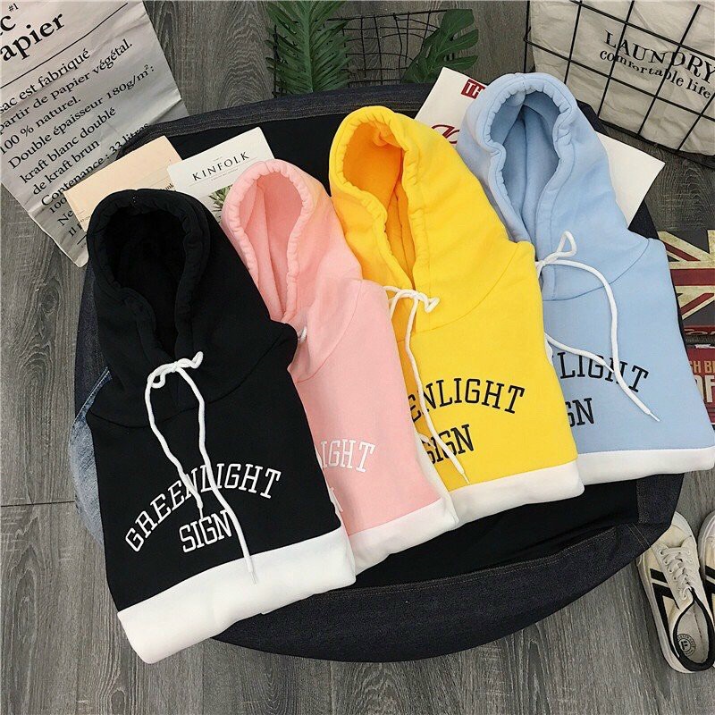 ÁO HOODIE ❤️FREESHIP❤️ ÁO HOODIE NỮ greenlight sign DÀY MỊN NHIỀU MÀU AO HOODIE FREE SIZE DƯỚI 60KG