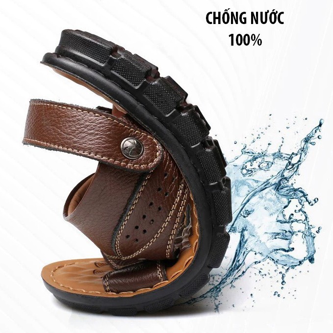 Dép da nam quai hậu, chất liệu da bò cao cấp- bảo hành 12 tháng- dép da ta