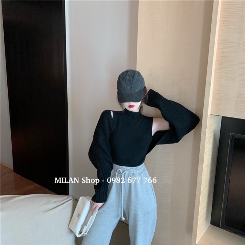 Áo len sát nách cổ tròn, 3phân dệt kim nhiều màu