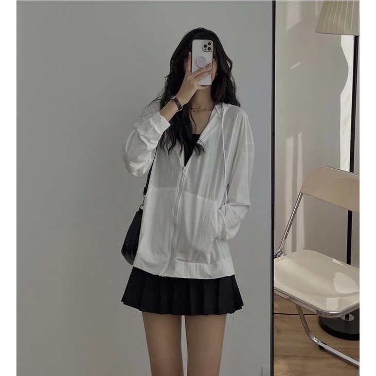 Áo khoác có mũ kéo khoá túi hoodie chất cotton mỏng Summer (Ảnh thật) | BigBuy360 - bigbuy360.vn