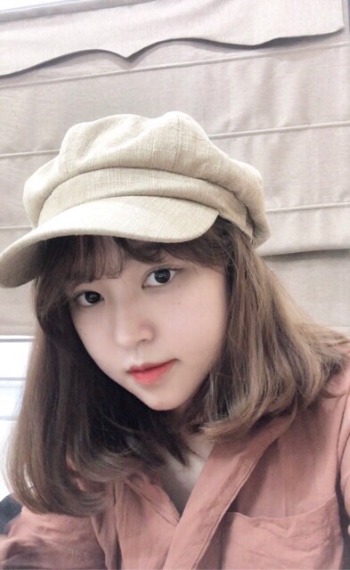 Mũ baret / mũ newsboy thuỷ thủ tròn nữ chất dạ thô có dây điều chỉnh