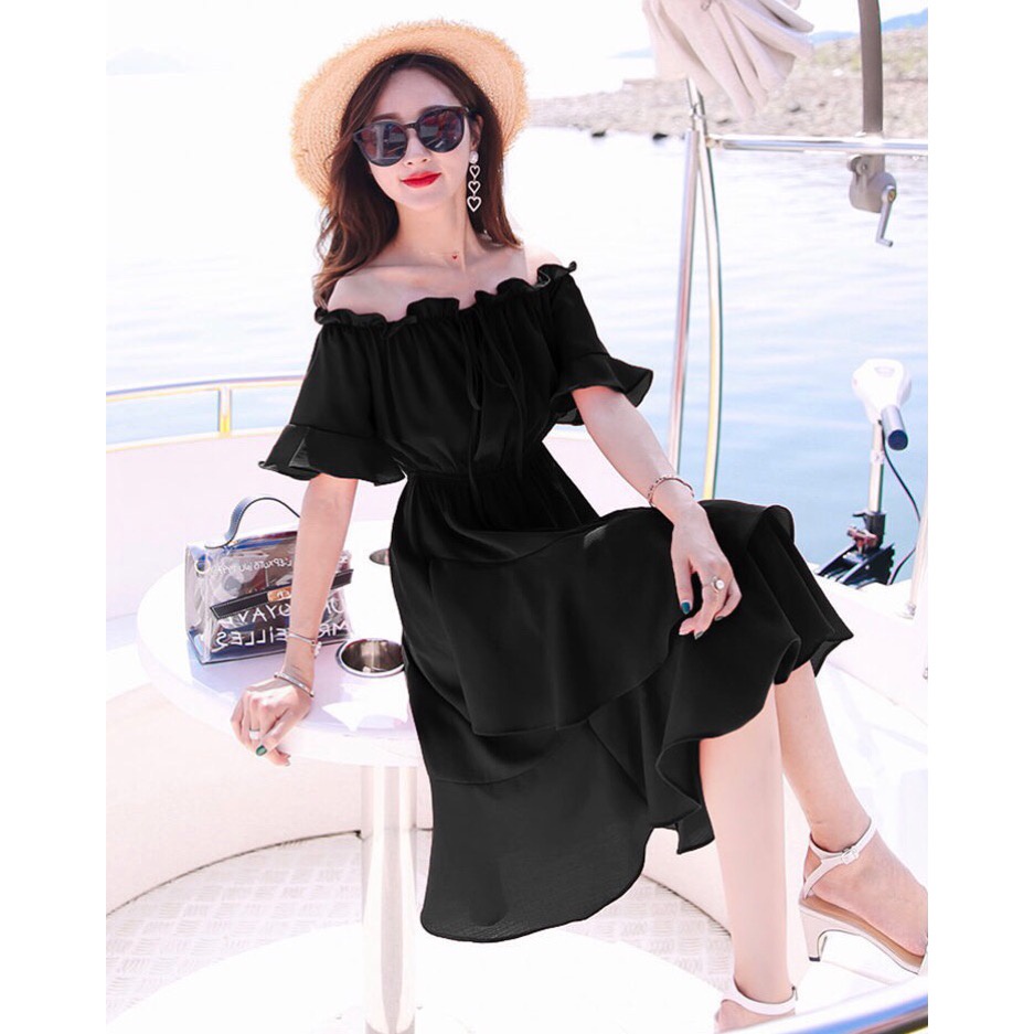 Váy nữ đẹp đầm nữ đẹp váy trễ vai đầm trễ vai dáng xòe V06 | BigBuy360 - bigbuy360.vn