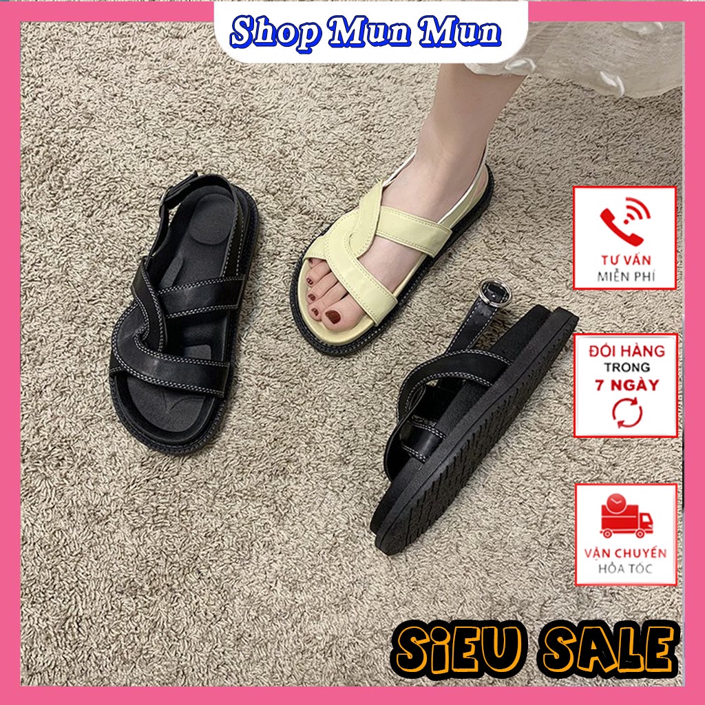 Dép sandal nữ bản ngang quai đan chéo Super hot hit. Chất liệu mềm, đi êm chân, không gây mùi. Thời tràn thông dụng