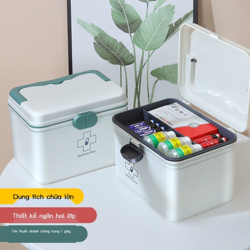 △●Hộp đựng thuốc trẻ em nhiều lớp dung tích lớn Hộp đựng thuốc gia đình đa chức năng