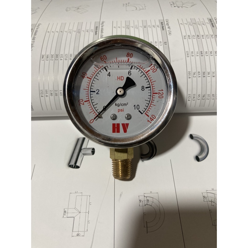 ĐỒNG HỒ  ÁP DẦU CHÂN ĐỨNG PHI 63MM