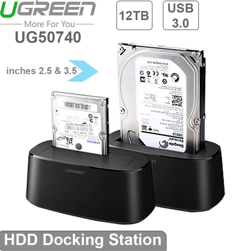 Docking Ổ Cứng HDD/SSD SATA 2.5/3.5&quot; 12TB,USB 3.0 Hỗ trợ UASP 6Gbps Ugreen 50740 CM197