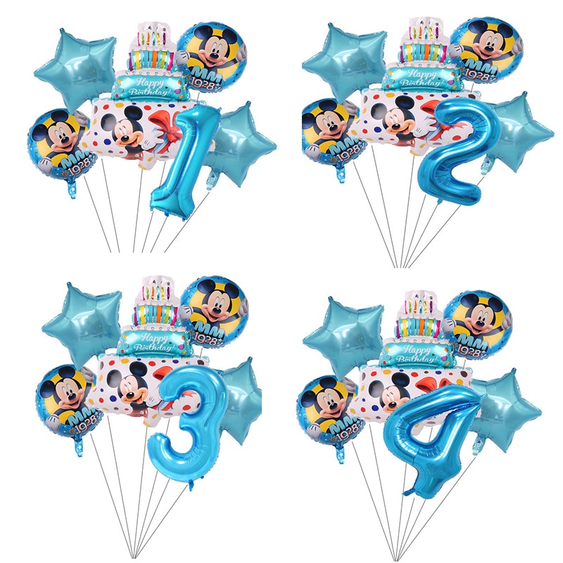 Set Bong Bóng Tráng Nhôm Hình Chuột Mickey / Minnie Hoạt Hình Đáng Yêu Trang Trí Cho Bé