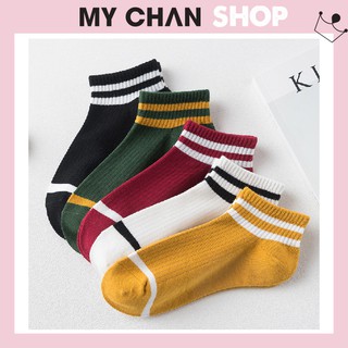 Vớ Tất Nữ Trơn Cổ Ngắn Có 2 Vòng Màu Ở Cổ Chân  - Vớ Nữ Cotton Mềm Mại , Thoáng Mát Khử Mùi , Nhiều Màu Lựa Chọn - 230