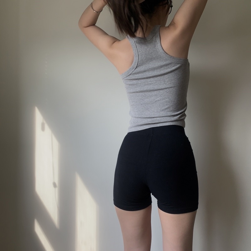 ADDSOMESUGAR Áo basic sleeveless thun gân đen/ xám/ nâu/ trắng