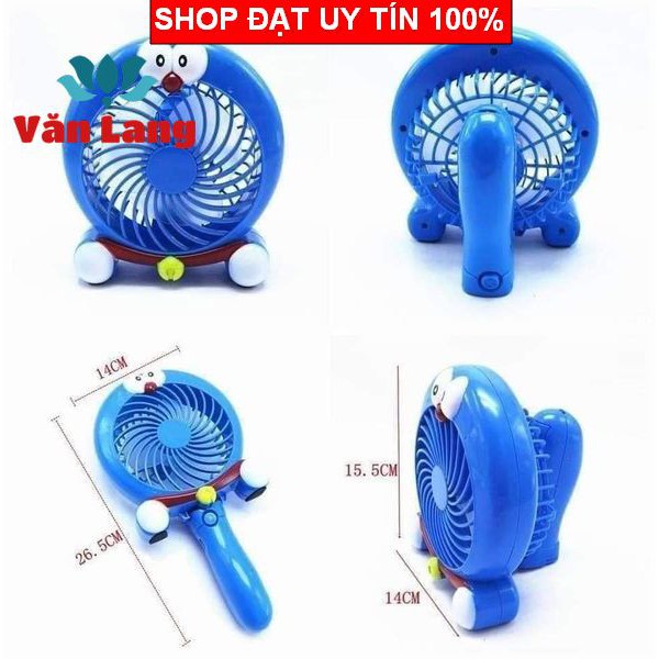 Quạt tích điện cầm tay mini, quạt tích điện gấp gọn hình Doremon và Mèo hồng