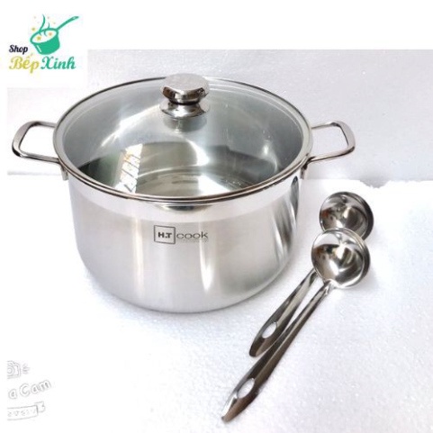 Nồi luộc gà 1 đáy inox 430 Fivestar H.T Cook 26cm / 28cm / 30cm / 32cm dùng được mọi bếp , tặng 2 muỗng canh inox