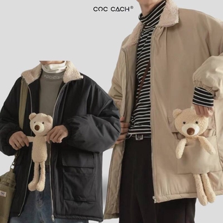 Áo khoác nam nữ cổ lông tặng gấu AK996 by COCCACH