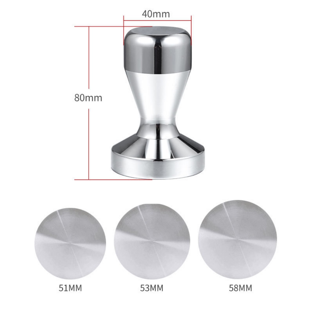 Tamper nén cà phê 51 mm inox 304 cao cấp dụng cụ pha cafe thiết kế nguyên khối chắc chắn kích thước 51-53-58mm