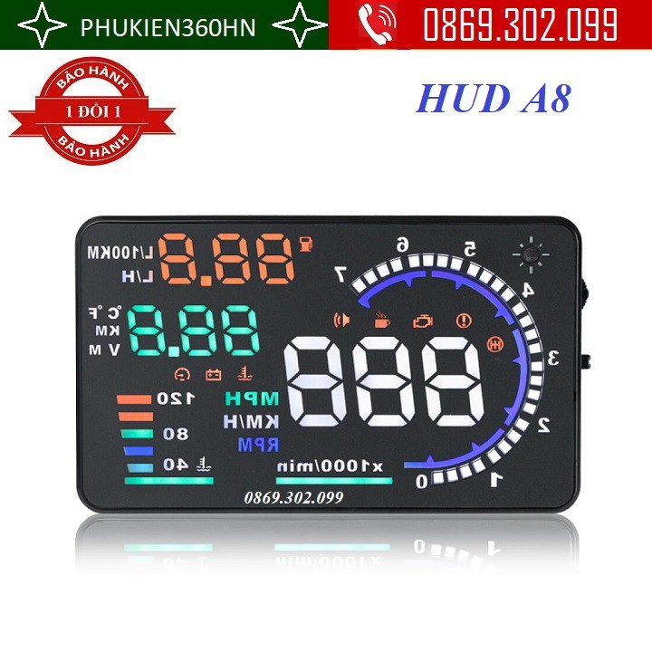 Thiết bị hiển thị tốc độ ô tô lên kính lái HUD A8