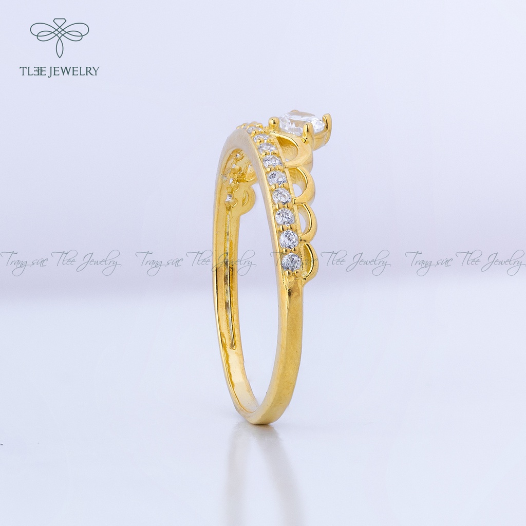 Nhẫn bạc nữ TLEE vương miện nữ hoàng mạ vàng 14k sang trọng NCJ A0148