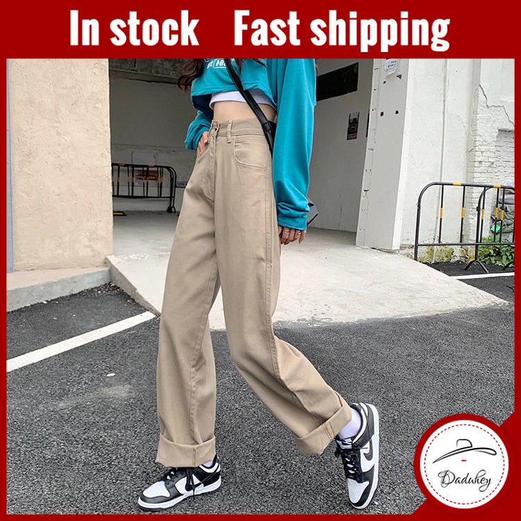 Quần jeans nữ lưng cao ống rộng phong cách Hàn Quốc hiện có 6 màu