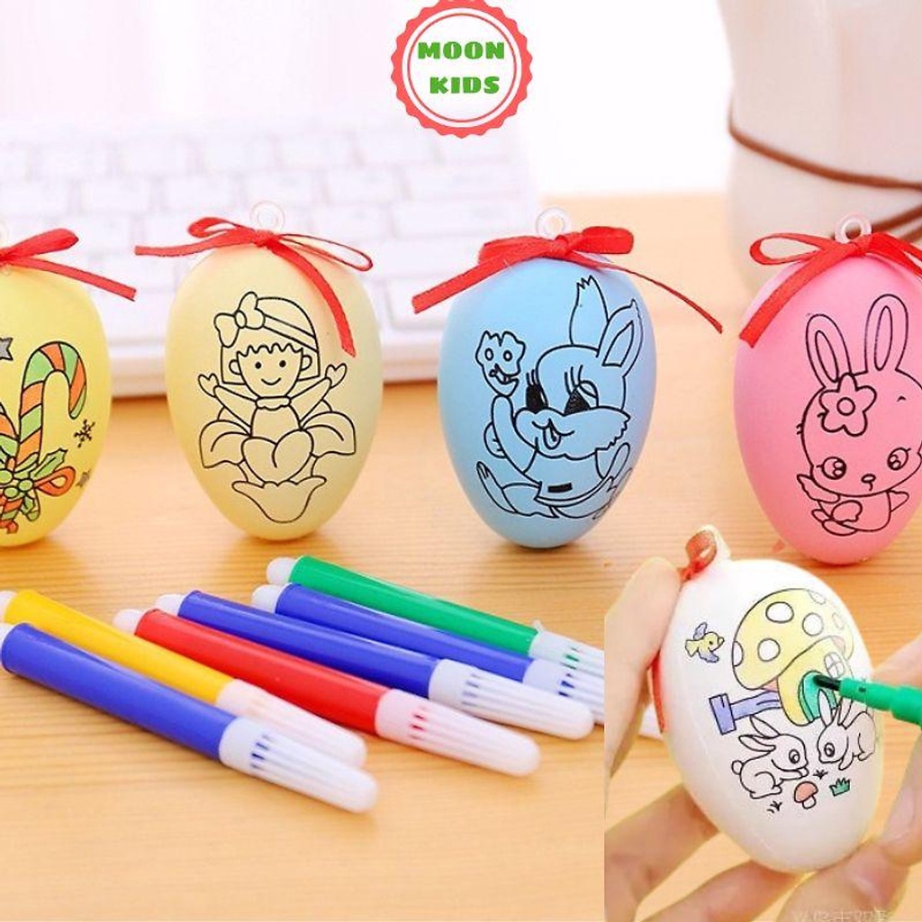 Đồ Chơi Tập Vẽ Trứng Tô Màu Tặng Kèm 4 Bút Dạ Đồ Dùng Học Tập Cho Bé - BỐ KHỦNG LONG