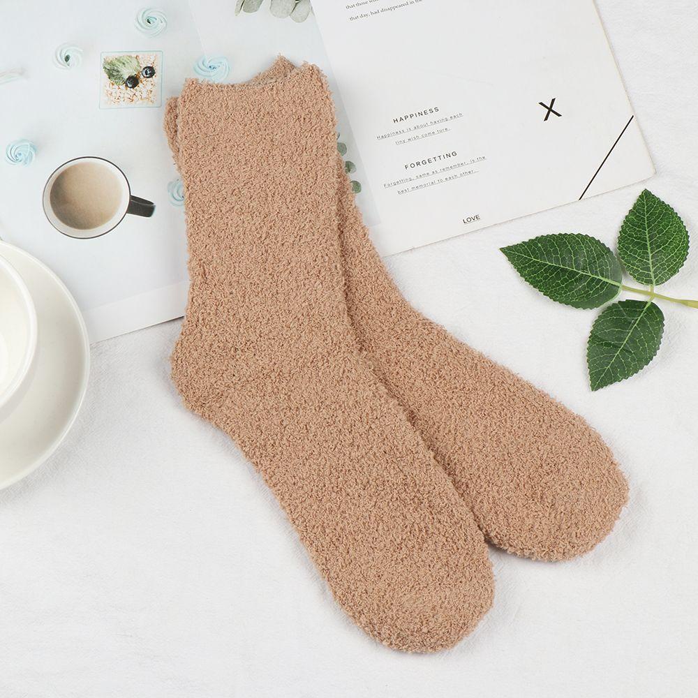 Vớ Nhung San Hô Mềm Mại Thoáng Khí Màu Trơn Giữ Ấm Mùa Đông