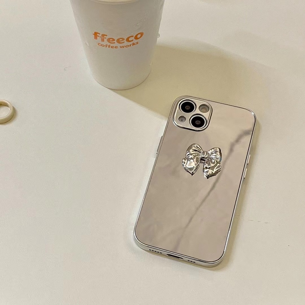 Ốp điện thoại TPU cứng đính nơ kim loại cho iPhone X XS XR XS MAX 7 Plus 8 Plus 11 11 Pro 11 Pro Max 12 13 Pro 12 Pro Max