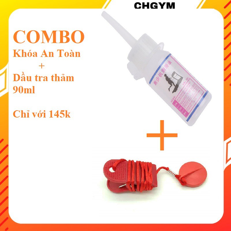 COMBO Khóa An Toàn Máy Chạy Bộ Và Dầu Tra Thảm Máy Chạy Bộ Phù Hợp Cho Tất Cả Các Dòng Máy