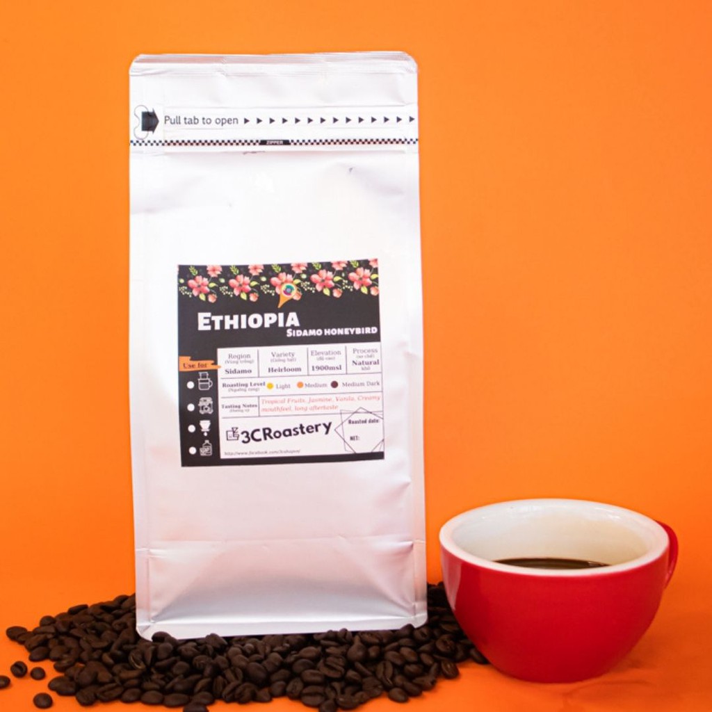 Cà phê hạt Ethiopia Sidamo HoneyBird rang mộc pour over, ủ lạnh coldbrew nguyên chất - 3C Roastery
