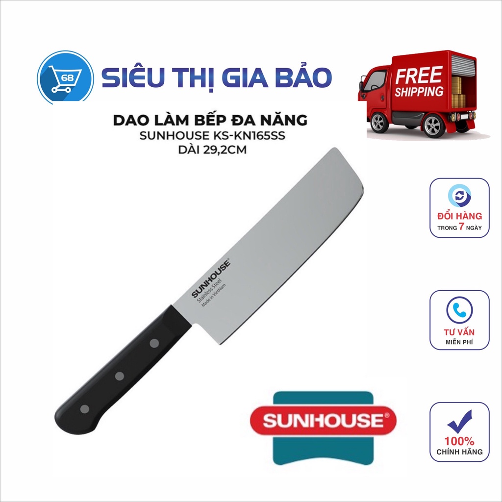 Dao Thái SUNHOUSE KS-KN165SS Dài 29.2 cm, chất lượng Nhật Bản, lưỡi dao sắc bén