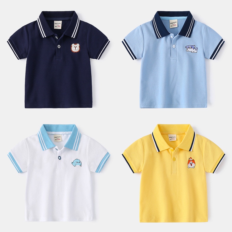 Áo Polo thêu họa tiết đáng yêu cho bé trai WAPYPY áo thun có cổ cho bé PL2182 - PL2344