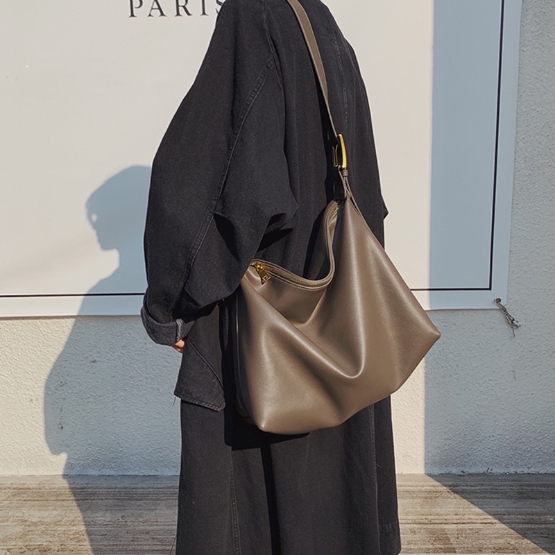 Túi Đeo Vai Cỡ Lớn Màu Nâu Đơn Giản Thời Trang Cho Nữ