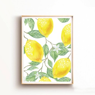 Tranh CANVAS Treo tường, tranh để bàn derco trang trí, tranh hoạ tiết cây chanh vàng vintage cực đẹp
