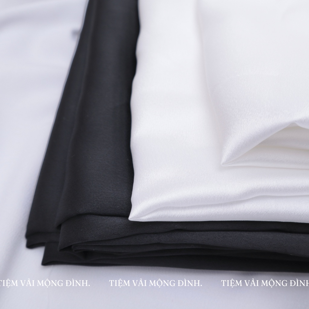 Vải Satin Trắng Gạo & Đen Mềm Mịn Óng Ánh Cao Cấp