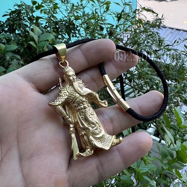 Dây chuyền vải khóa vàng mặt quan công.