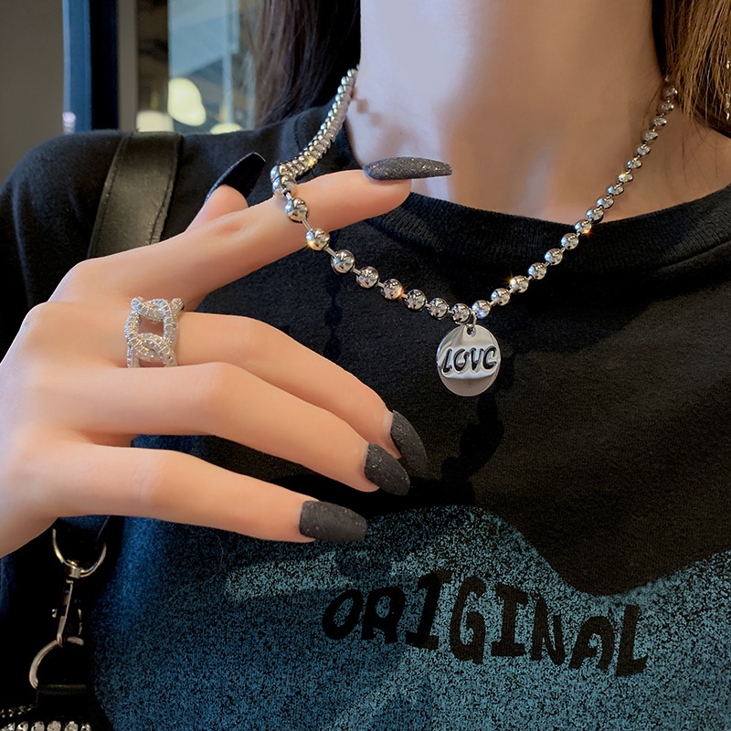 Vòng cổ Hai Lớp Bằng Thép Titan Cao Cấp Hình Gấu Đính Kim Cương Sang Trọng