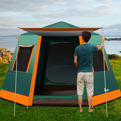 Ngoài trời hoàn toàn tự động sáu góc lều lớn chống mưa lớn hai tầng Lều dày Oxford vải một phòng ngủ tinh tế cắm trại gó