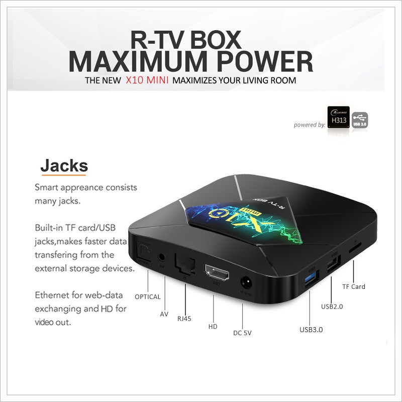 Tv Box X10 Tivi Box Android 10 Allwinner H313 2g / 16g Wifi