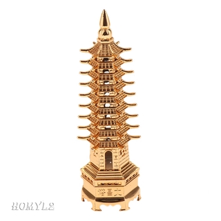 Pagoda Tower Ornament Chinese Fengshui Decor Craft Home & Office Golden XS