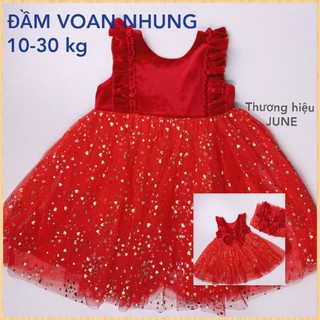 Đầm váy ren nhung noel công chúa cao cấp haivanco cho bé từ 10 đến 38 kg mềm mại và thoáng mát đi học đi chơi đều đẹp