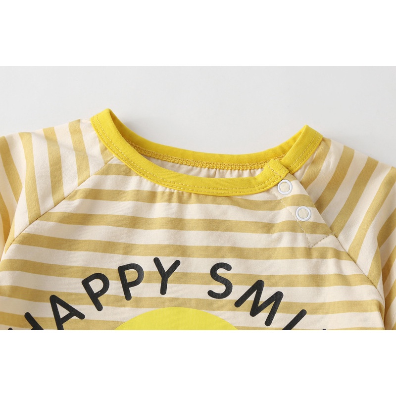 Bộ Áo Liền Quần Ngắn Tay Họa Tiết Kẻ Sọc Thời Trang Mùa Hè Cho Bé Trai Sơ Sinh