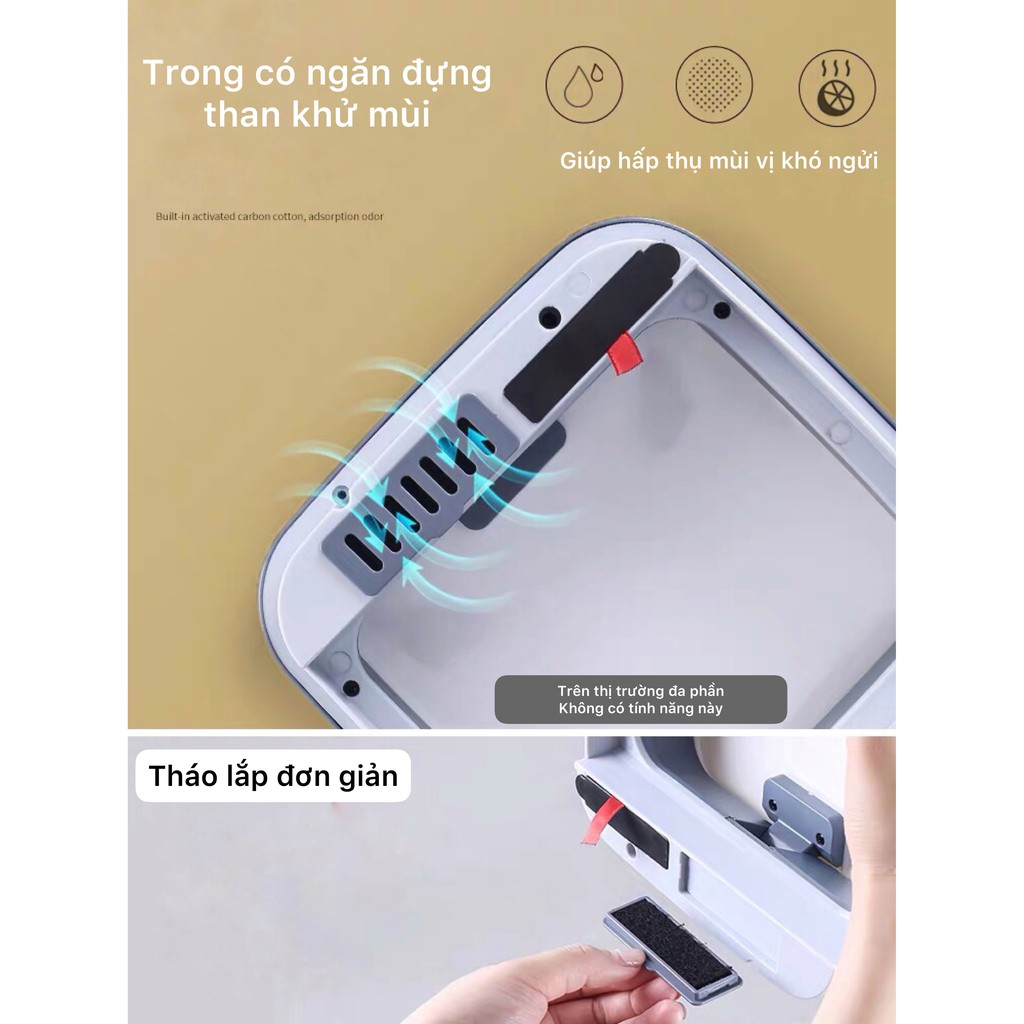 Thùng rác thông minh cảm ứng tự động đóng mở nắp nhựa ABS cao cấp dung tích 8L phong cách hiện đại ASSEL