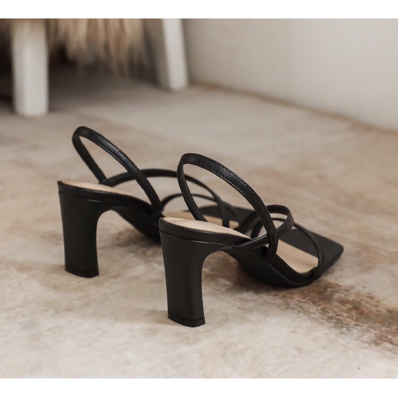 Giày sandal cao gót nữ da mềm kiểu dáng mũi vuông gót dẹp thời trang nữ, SD22 Oula Store