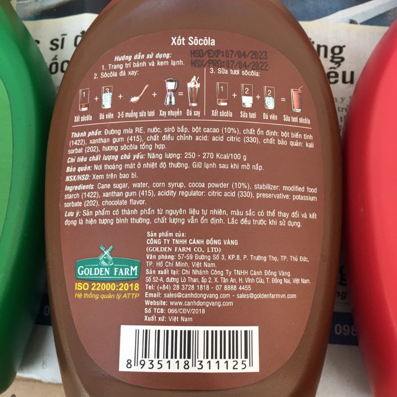 Sốt Socola (Chocolate Topping) Golden Farm 630g