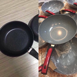 Combo 2 chảo vân đá ceramic sâu lòng - dùng được trên bếp từ -