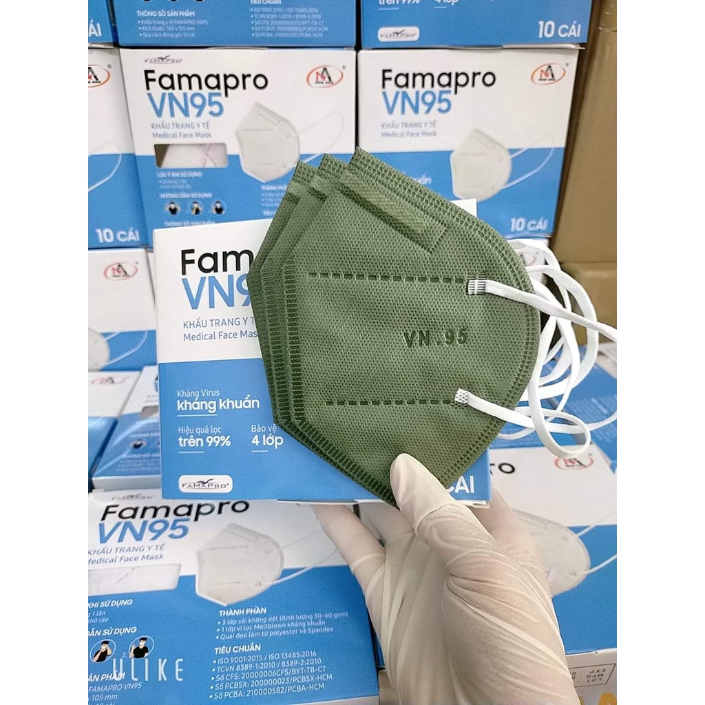 FAMAPRO Khẩu trang N95 chính hãng,công nghệ nhật bản, khẩu trang y tế 4 lớp, kháng khuẩn chống bụi siêu mịn