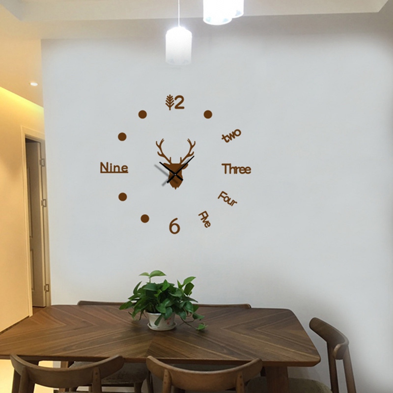 Đồng hồ dán tường 3d cỡ lớn hiệu ứng trang gương làm DIY chuyên dụng trang trí nội thất