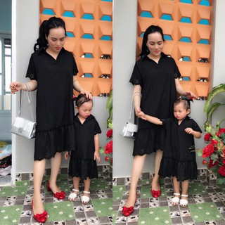 Đầm mẹ bé laze cách điệu hình thật