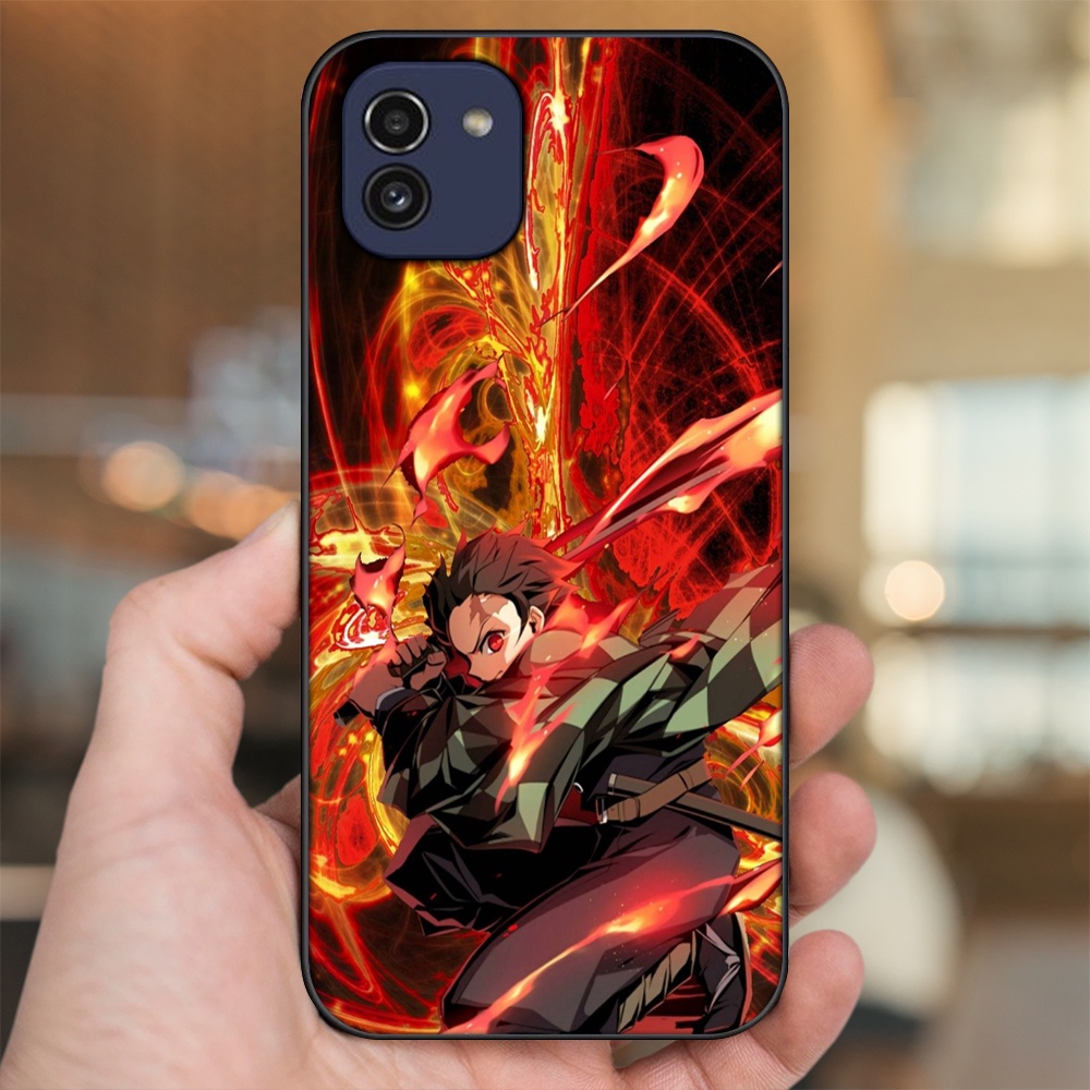 Ốp lưng Samsung A03 viền đen in hình Tanjiro Kimetsu No Yaiba