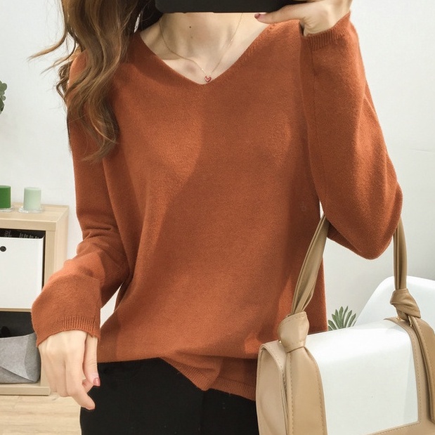 Áo Sweater Dệt Kim Tay Dài Màu Sắc Đơn Giản Dễ Phối Đồ Cho Nữ | BigBuy360 - bigbuy360.vn